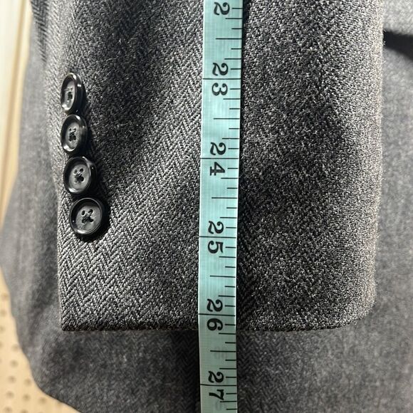New England Sport Coat Mens 46L Gray Herringbone Lambswool Two Button Blazer - Picture 10 of 12